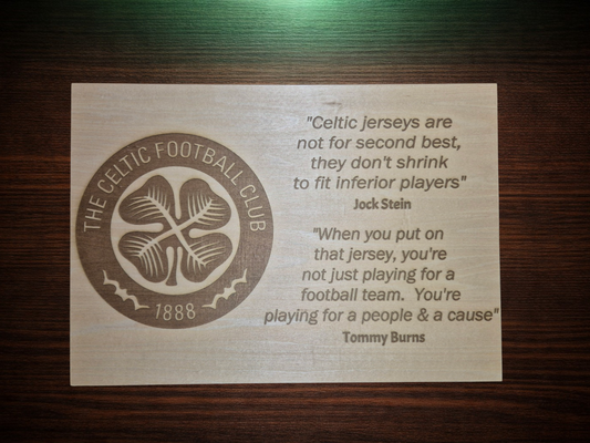 Glasgow Celtic Engraved wood