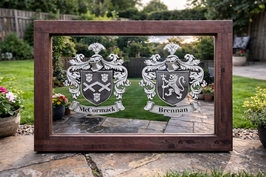 Wedding gift - Family Crest engraved mirror