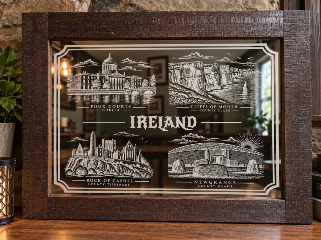 Ireland heritage Laser engraved mirror
