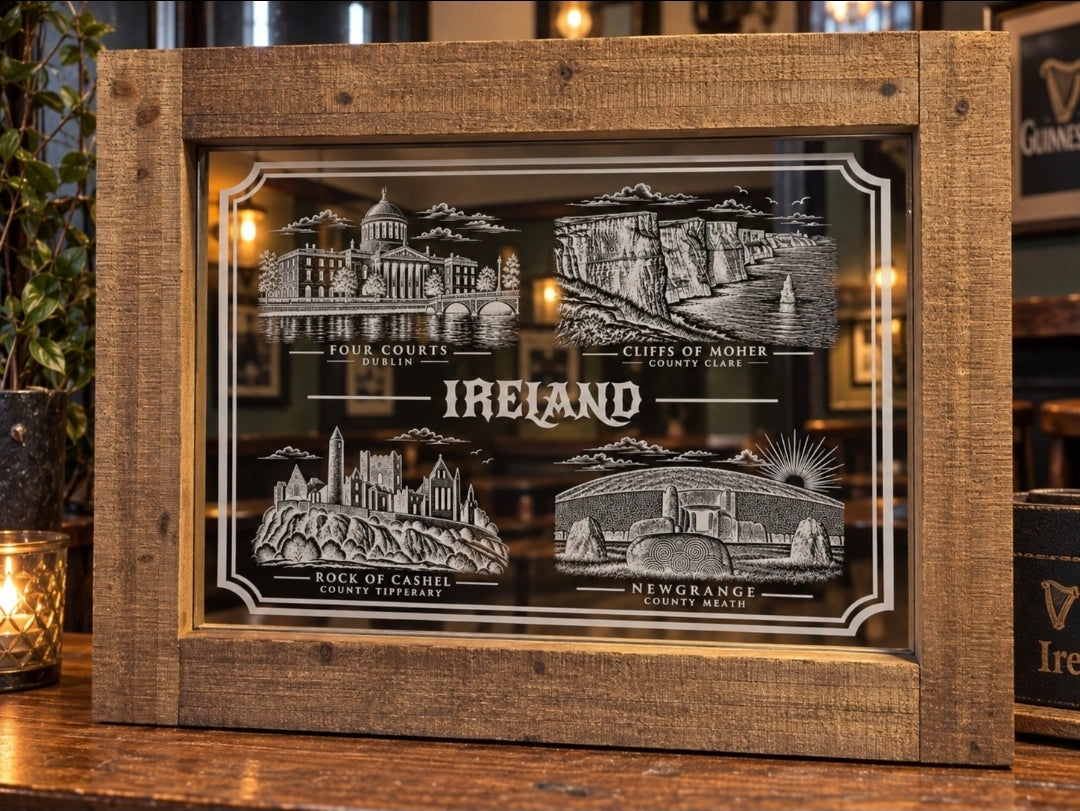 Ireland heritage Laser engraved mirror