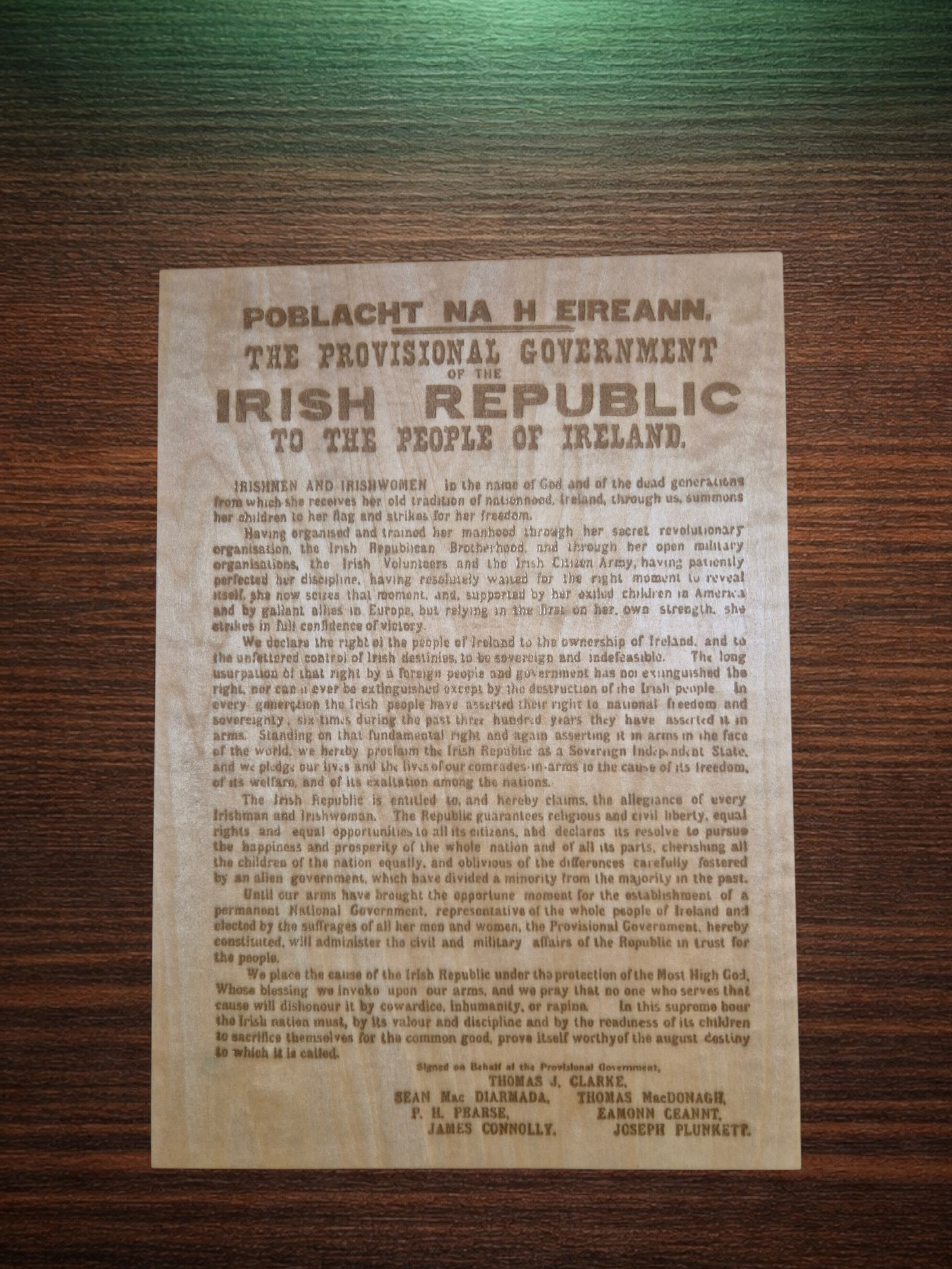 The Irish Proclamation Engraving