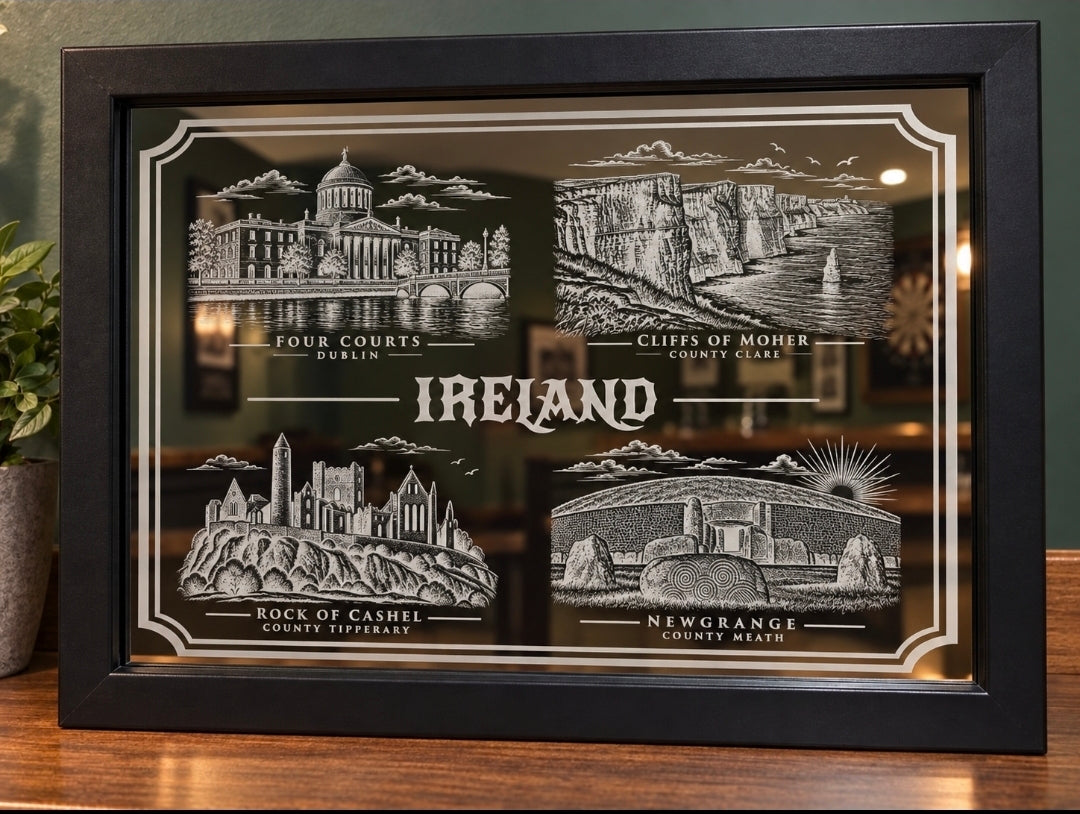 Ireland heritage Laser engraved mirror